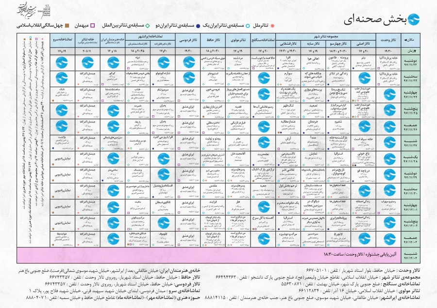 جدول صحنه ای