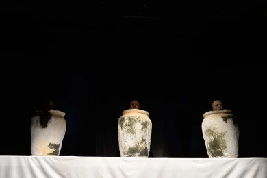 گزارش تصویری از اولین اجرای نمایش نمایش در سی و هفتمین جشنواره ی بین المللی تئاتر فجر -کارگردان: مسعود حق پناه-عکس:کاوه کرمی