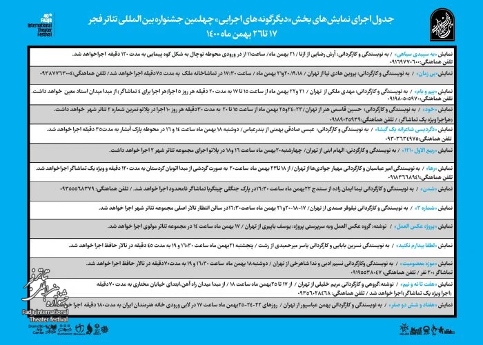 جدول دیگرگونه های اجرایی دوره 40