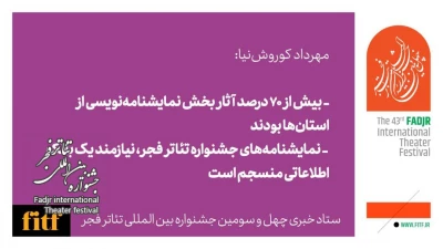 مهرداد کوروش‌نیا:

بیش از ۷۰ درصد آثار بخش نمایشنامه‌نویسی از استان‌ها بودند/ نمایشنامه‌های جشنواره تئاتر فجر، نیازمند یک بانک اطلاعاتی منسجم است 